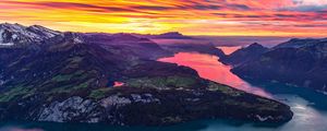 Preview wallpaper island, rocks, river, sky, sunset, nature