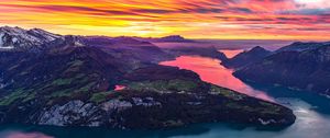 Preview wallpaper island, rocks, river, sky, sunset, nature