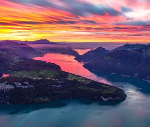 Preview wallpaper island, rocks, river, sky, sunset, nature