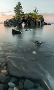 Preview wallpaper island, rocks, sea, trees, arch