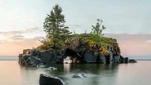 Preview wallpaper island, rocks, sea, trees, arch
