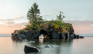 Preview wallpaper island, rocks, sea, trees, arch