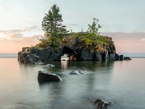 Preview wallpaper island, rocks, sea, trees, arch