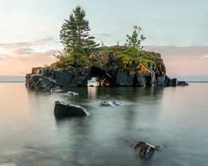 Preview wallpaper island, rocks, sea, trees, arch