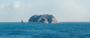 Preview wallpaper island, rocks, sea, water, waves, nature