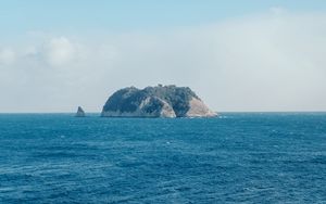 Preview wallpaper island, rocks, sea, water, waves, nature