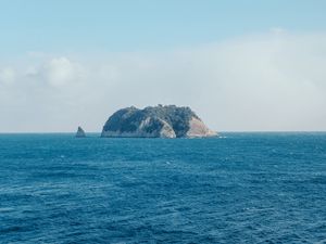 Preview wallpaper island, rocks, sea, water, waves, nature