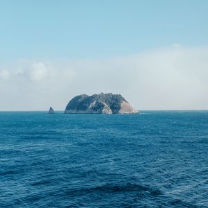 Preview wallpaper island, rocks, sea, water, waves, nature