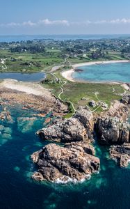 Preview wallpaper island, rocks, stones, sea, landscape, nature