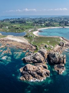 Preview wallpaper island, rocks, stones, sea, landscape, nature