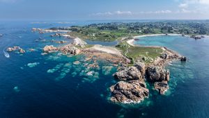 Preview wallpaper island, rocks, stones, sea, landscape, nature