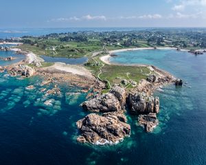 Preview wallpaper island, rocks, stones, sea, landscape, nature