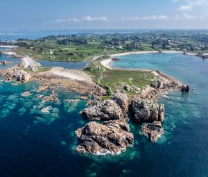 Preview wallpaper island, rocks, stones, sea, landscape, nature