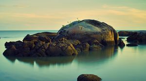 Preview wallpaper island, rocks, stones, sea, water