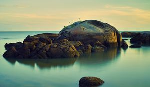 Preview wallpaper island, rocks, stones, sea, water