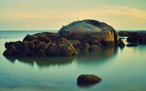 Preview wallpaper island, rocks, stones, sea, water