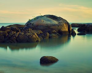 Preview wallpaper island, rocks, stones, sea, water