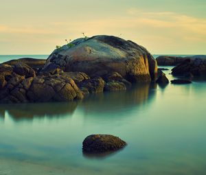 Preview wallpaper island, rocks, stones, sea, water