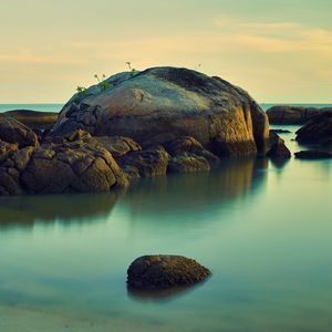 Preview wallpaper island, rocks, stones, sea, water