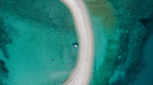 Preview wallpaper island, sand, ocean, aerial view