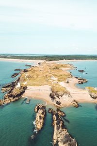 Preview wallpaper island, sea, aerial  view, coast, water