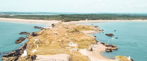 Preview wallpaper island, sea, aerial  view, coast, water