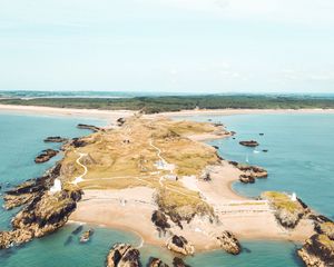 Preview wallpaper island, sea, aerial  view, coast, water