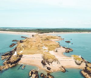 Preview wallpaper island, sea, aerial  view, coast, water