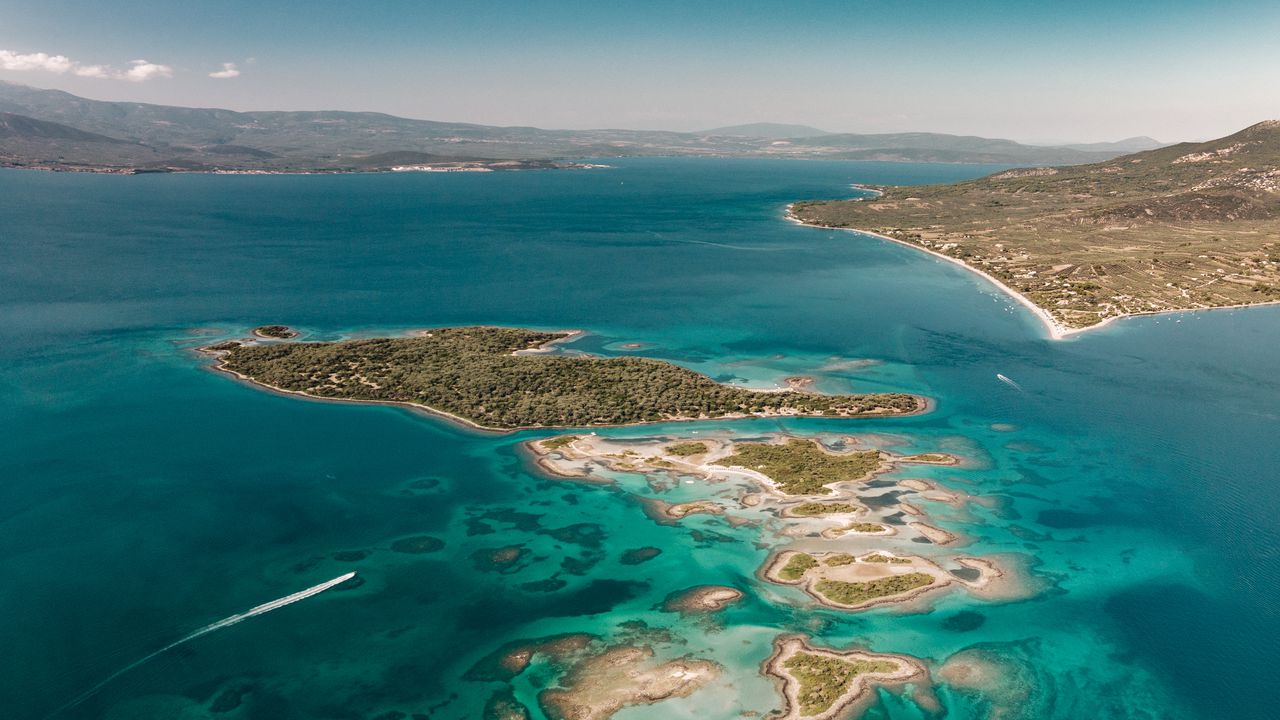 Wallpaper island, sea, aerial view, agios konstantinos, greece