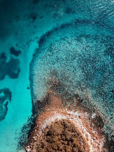 Preview wallpaper island, sea, aerial view, stones, water, shore