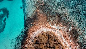 Preview wallpaper island, sea, aerial view, stones, water, shore