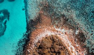 Preview wallpaper island, sea, aerial view, stones, water, shore