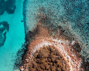 Preview wallpaper island, sea, aerial view, stones, water, shore