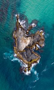 Preview wallpaper island, sea, aerial view, rocks, water