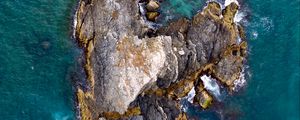 Preview wallpaper island, sea, aerial view, rocks, water