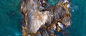 Preview wallpaper island, sea, aerial view, rocks, water