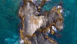 Preview wallpaper island, sea, aerial view, rocks, water