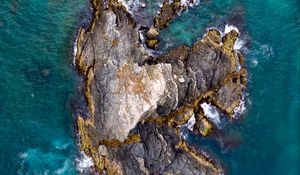 Preview wallpaper island, sea, aerial view, rocks, water