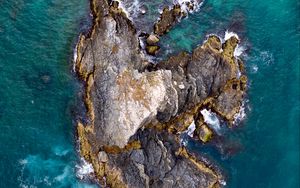 Preview wallpaper island, sea, aerial view, rocks, water