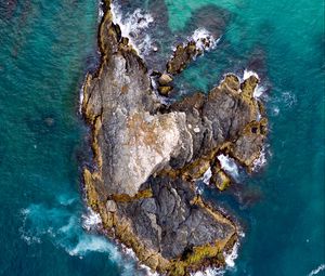 Preview wallpaper island, sea, aerial view, rocks, water