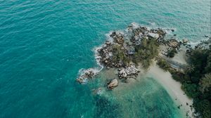 Preview wallpaper island, sea, aerial view, beach, tropics