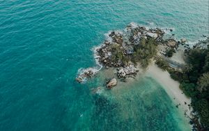 Preview wallpaper island, sea, aerial view, beach, tropics