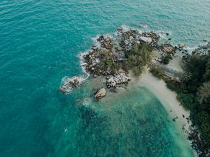 Preview wallpaper island, sea, aerial view, beach, tropics