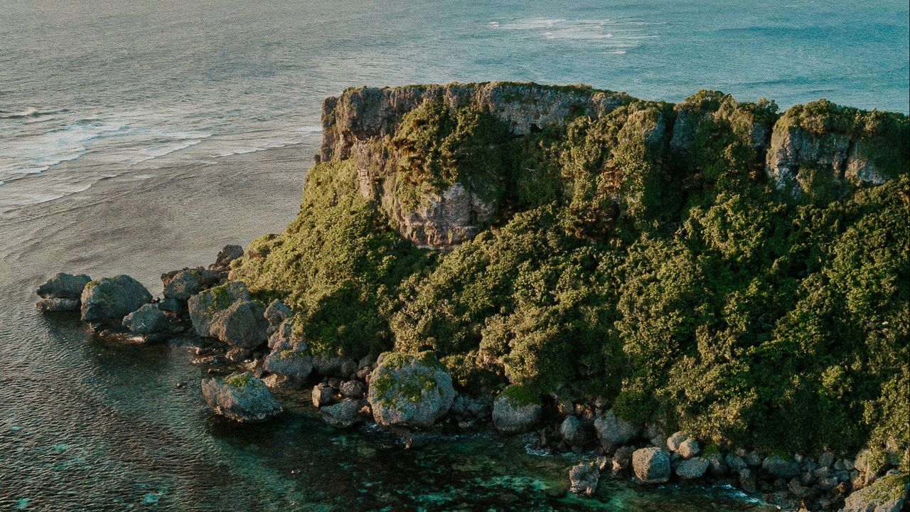 Wallpaper island, sea, aerial view, rock, water