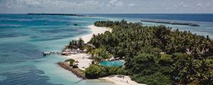 Preview wallpaper island, sea, boats, summer, aerial view