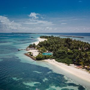 Preview wallpaper island, sea, boats, summer, aerial view