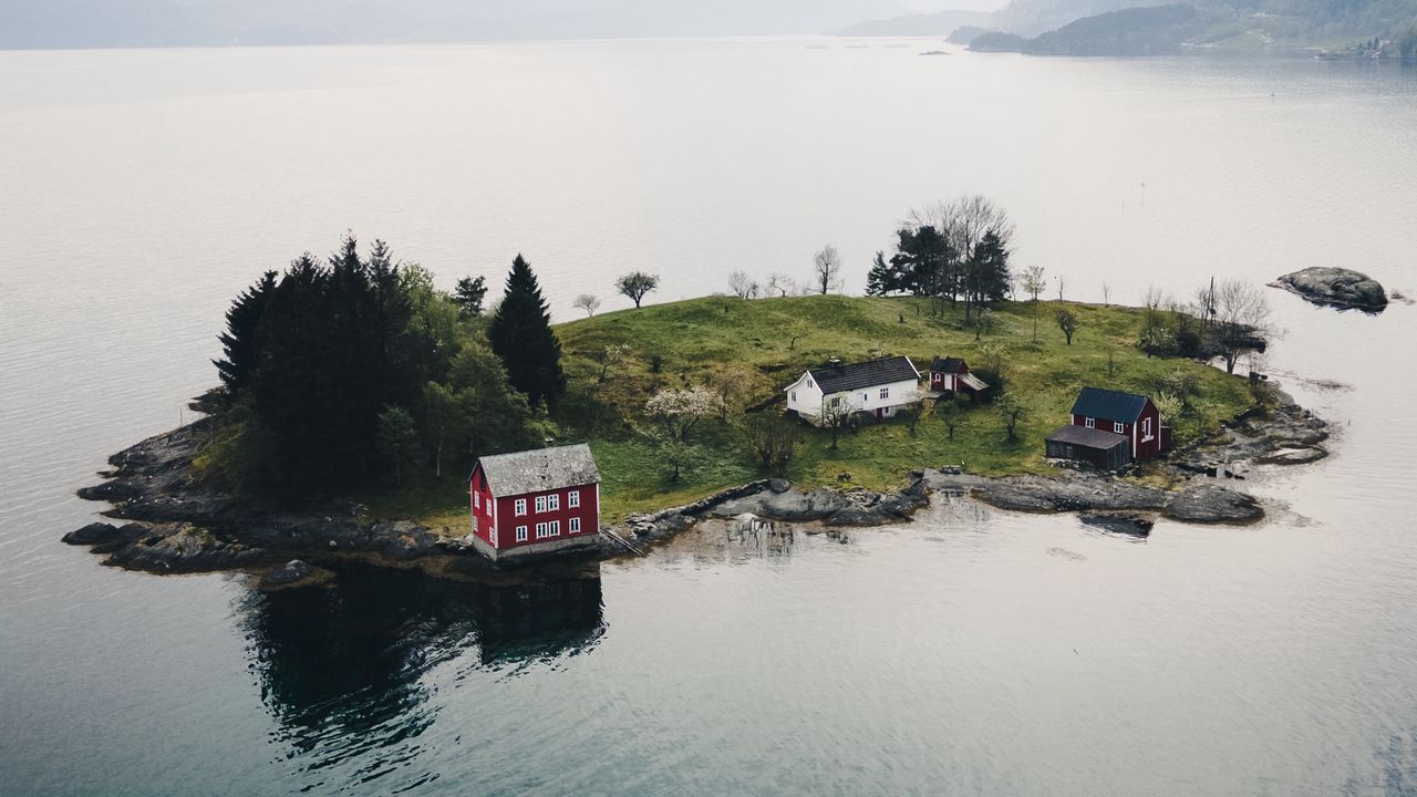 Wallpaper island, sea, buildings, water, aerial view