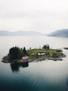 Preview wallpaper island, sea, buildings, water, aerial view