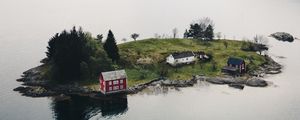 Preview wallpaper island, sea, buildings, water, aerial view