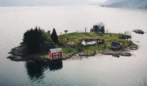 Preview wallpaper island, sea, buildings, water, aerial view